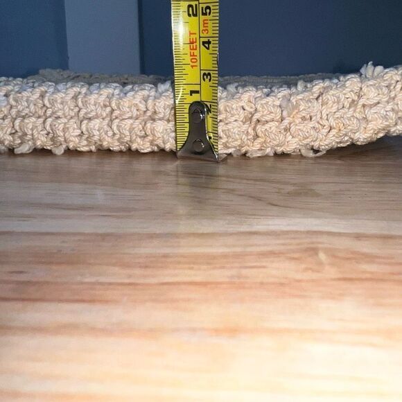 Macrame Crochet Clutch Mini Bag in Natural Beige Fold over Flap, Zip Top Closure - Picture 4 of 11